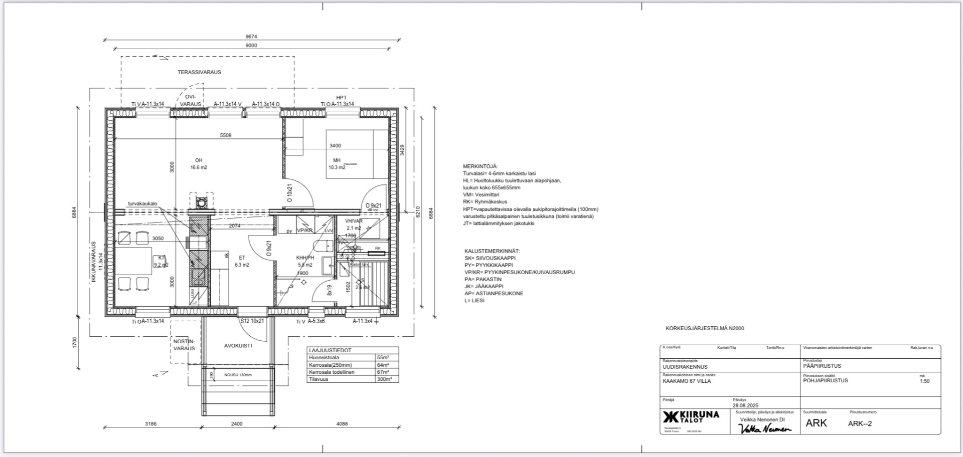 Kiiruna talot Kaakamo esimerkki pohjakuva
